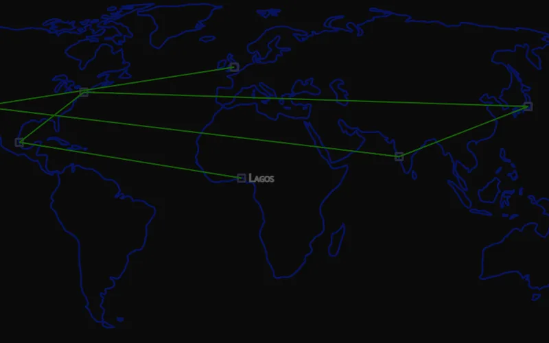 Connecting screen showing the terminal linking into the target system